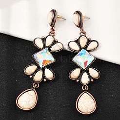 Alloy Synthetic Turquoise Dangle Stud Earrings&nbsp;LS-EJEW-U053-05R