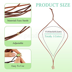 3Pcs Faux Suede Macrame Pouch  Pendant Necklaces&nbsp;NJEW-TAC0051-01