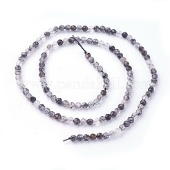 Natural Black Rutilated Quartz Beads Strands&nbsp;G-F619-10B-3mm
