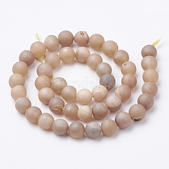 Electroplate Natural Druzy Geode Weathered Agate Beads Strands&nbsp;G-S284-8mm-09