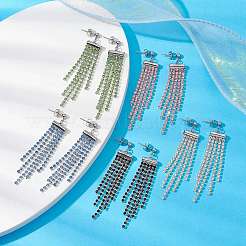 Glass Rhinestone Chains Tassel Earrings&nbsp;EJEW-JE05473