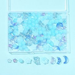 126Pcs 10 Styles Transparent Glass Beads&nbsp;GLAA-FS0002-36