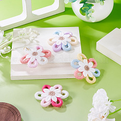 4Pcs Cloth Flower Pendants&nbsp;PALLOY-TAC0256
