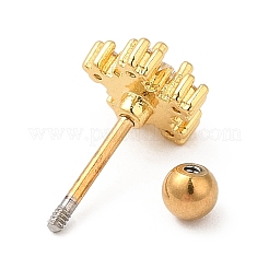 Brass Micro Pave Clear Cubic Zirconia Stud Earrings&nbsp;EJEW-L265-11G