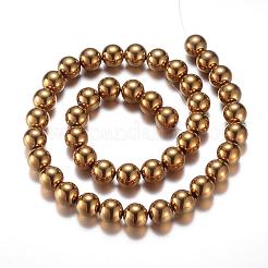 Electroplate Magnetic Synthetic Hematite Bead Strands&nbsp;G-A165A-10mm-03