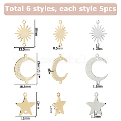 30Pcs 6 Styles Brass Link Connectors&nbsp;KK-HS0014-96