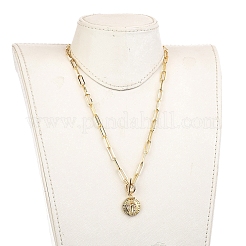 Brass Micro Pave Cubic Zirconia Pendant Necklaces&nbsp;NJEW-JN02943