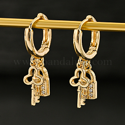 Brass Key with Lock Hoop Earrings&nbsp;SX3628
