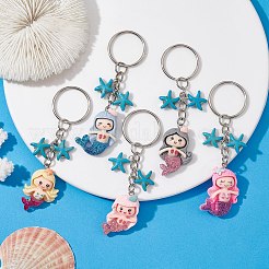 Mermaid Opaque Resin Pendant Keychain&nbsp;KEYC-JKC00624
