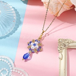 Handmade Glass Seed Beads and Glass Pearl Round Pendants Necklaces&nbsp;NJEW-MZ00057-02