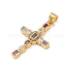Brass Micro Pave Cubic Zirconia Pendants&nbsp;KK-P352-03B-G