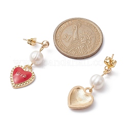 Valentine's Day Alloy Enamel Dangle Stud Earrings with Brass Pins&nbsp;EJEW-JE05374