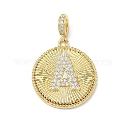 Brass Micro Pave Clear Cubic Zirconia Pendants&nbsp;KK-L253-17G