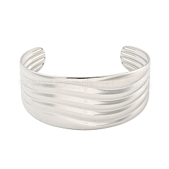 Non-Tarnish 304 Stainless Steel Wavy Open Cuff Bangles for Women&nbsp;BJEW-Q344-02P