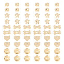 100Pcs 5 Styles Wooden Buttons&nbsp;BUTT-TA0001-46