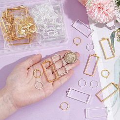 100Pcs 4 Style Alloy Open Back Bezel Rectangle & Ring Pendants&nbsp;FIND-GA0006-70