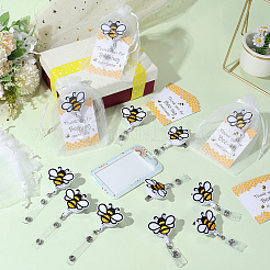 50Pcs Bees Polyester with ABS Plastic Retractable Badge Reel&nbsp;HJEW-DR00247