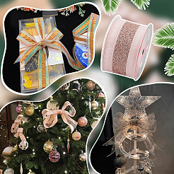 10 Yards Hot Stamping Polyester Satin Ribbons&nbsp;SRIB-WH0011-169A