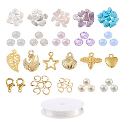 DIY Mixed Stone Chip & Glass Beads Jewelry Set Making Kit&nbsp;DIY-FS0002-34