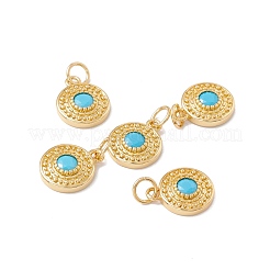 Rack Plating Brass Micro Pave Deep Sky Blue Cubic Zirconia Pendants&nbsp;ZIRC-C040-28G
