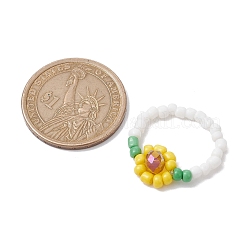 3Pcs 3 Style Glass Seed Beaded Stretch Rings&nbsp;RJEW-JR00658