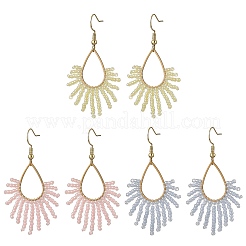 Stainless Steel with Glass Seed Beads Dangle Earrings&nbsp;EJEW-MZ00826
