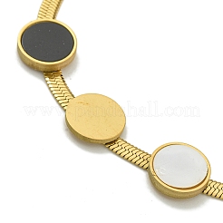Ion Plating(IP) 304 Stainless Steel Enamel Flat Snake Chain Bracelets&nbsp;BJEW-H617-01G
