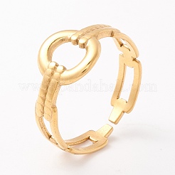 Ion Plating(IP) 304 Stainless Steel Cuff Ring&nbsp;RJEW-F121-05G