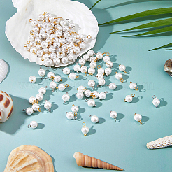120Pcs 2 Colors Wrinkle Textured Shell Pearl Round Charms&nbsp;PALLOY-FH00168