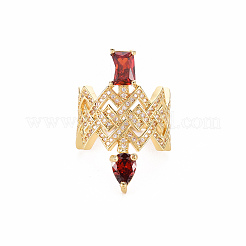 Brass Micro Pave Cubic Zirconia Wide Band Rings&nbsp;RJEW-S045-120-NR