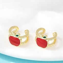 Brass Enamel Cuff Earrings&nbsp;EJEW-Q036-02A-G