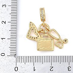 Rack Plating Brass Clear Cubic Zirconia European Dangle Charms&nbsp;X-KK-P287-14G
