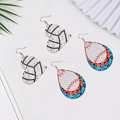2 Pairs 2 Styles PU Leather Dangle Earrings&nbsp;EJEW-CL0001-03