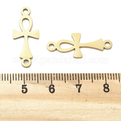 304 Stainless Steel Religion Ankh Cross Links Connector Charms&nbsp;STAS-S153-01G
