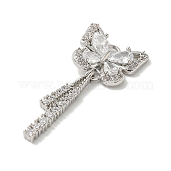 Brass Micro Pave Clear Cubic Zirconia Studs Pendants&nbsp;KK-K378-03P