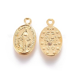 Tibetan Style Virgin Mary Alloy Oval Pendants&nbsp;TIBEP-D905-G