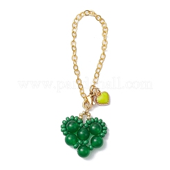 Valentine's Day Glass Seed & Natural Carnelian & Yellow Jade & Howlite & Tiger Eye & Malaysia Jade & Synthetic Green Turquoise Beads Pendant Decoration&nbsp;HJEW-MZ00107