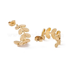Ion Plating(IP) 304 Stainless Steel Olive Leaf Wrap Stud Earrings&nbsp;EJEW-G314-04G