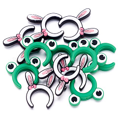 12Pcs 2 Styles Rabbit Ear & Frog Silicone Focal Beads&nbsp;SIL-TA0001-91
