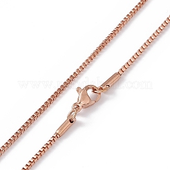 304 Stainless Steel Box Chain Necklaces for Men Women&nbsp;NJEW-G091-01RG