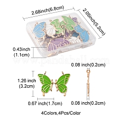 8 Pairs 4 Colors Alloy Enamel Pendants&nbsp;ENAM-FS0002-49
