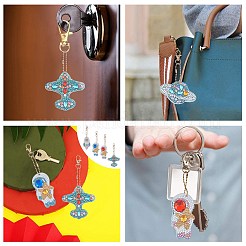 DIY 5D Astronaut & Planet & Rocket Diamond Painting Keychain Kit&nbsp;DIY-WH0195-70A