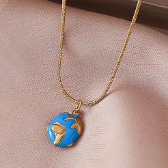 Vintage 304 Stainless Steel Earth Pendant Necklaces for Women Men Jewelry&nbsp;AV5804