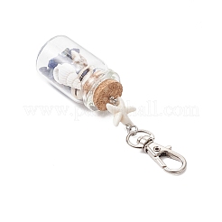 Natural Lapis Lazuli/Amethyst/Carnelian/Citrine/Rose Quartz/Amazonite Chip & Shell Beads inside Glass Wishing Bottle Pendant Decorations&nbsp;HJEW-JM03221