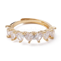 Clear Cubic Zirconia Heart Adjustable Ring&nbsp;RJEW-F124-05G