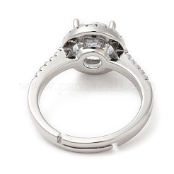 Glass Diamond Adjustable Rings with Cubic Zirconia&nbsp;RJEW-G288-01P