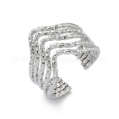304 Stainless Steel Multi Layer Cuff Open Rings for Women&nbsp;RJEW-A095-04P