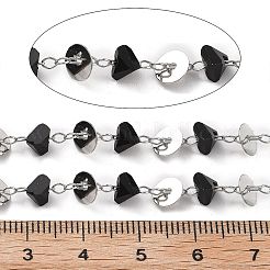 Handmade Brass & Glass Bead Flat Round Chains&nbsp;CHC-L051-05P