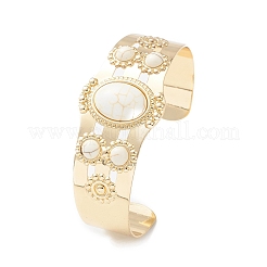 Resin Oval Beaded Open Cuff Bangle&nbsp;BJEW-F452-01A