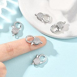 SHEGRACE Brass Micro Pave Clear Cubic Zirconia Lobster Claw Clasps&nbsp;XGRQ58266-762P